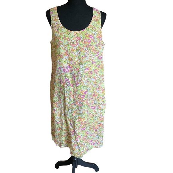 J. Jill Love Linen Floral Sleeveless Shift Dress Size M - Picture 1 of 9